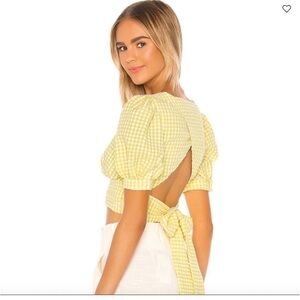 Jane yellow gingham top - song of style x revolve